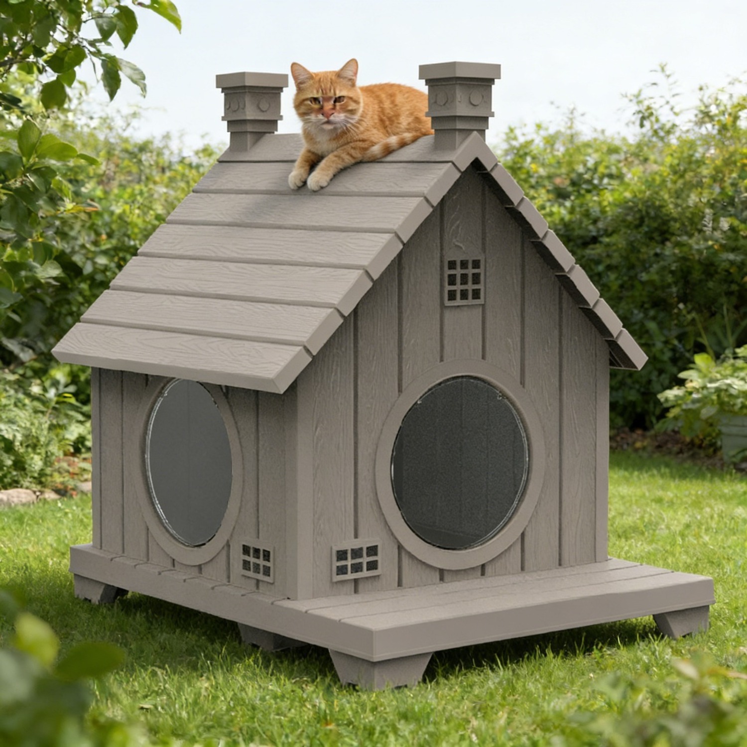 Indoor and Outdoor Universal Plastic Cat Houseu002Fcat Bed, All-weather Sun Protection and Scratch Resistance Outdoor Pet Shelter | Easy to Clean, Ventilated and Odorless, Sturdy and Durable, Multiple Sizes to Meet The Needs of Different Cats - Image 3
