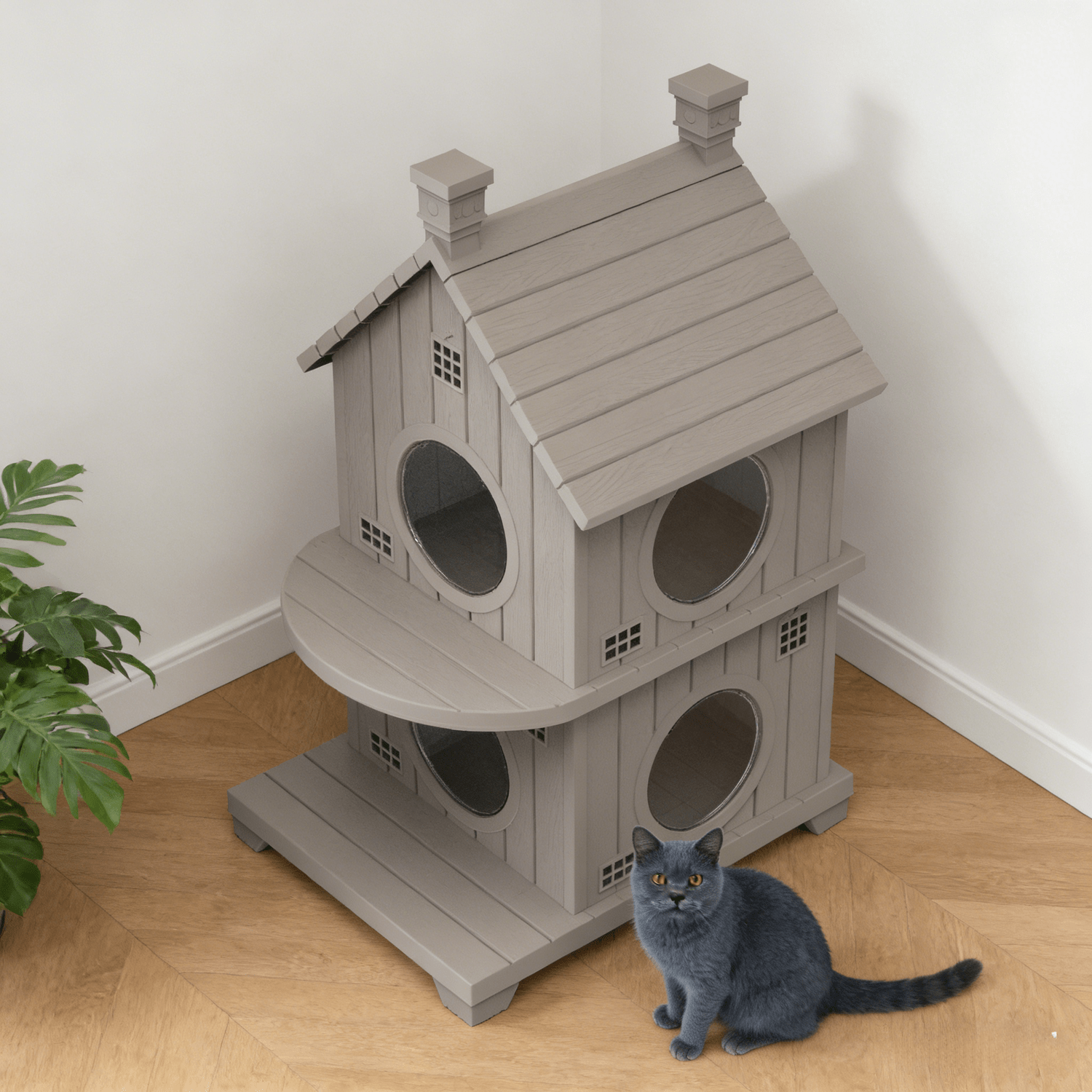 Indoor and Outdoor Universal Plastic Cat Houseu002Fcat Bed, All-weather Sun Protection and Scratch Resistance Outdoor Pet Shelter | Easy to Clean, Ventilated and Odorless, Sturdy and Durable, Multiple Sizes to Meet The Needs of Different Cats - Image 11