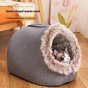 1Setu002F2pcs-A Cat Bed And A Cat Mat, Easter & Mother'S Day 2026 Gift - Warm Enclosed Portable Pet Bed with Sleeping Mat | Cozy Enclosed Cat House for Deep Sleep | Perfect Easter & Mother'S Day Present for Your Furry Friend