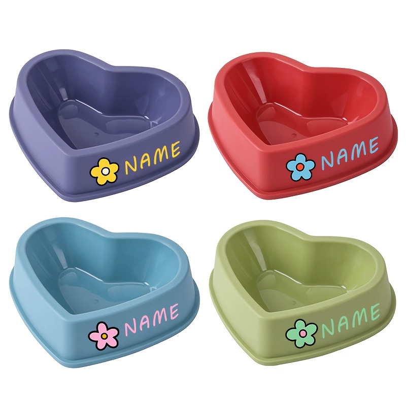 1pc Personalized Custom Name Heart-Shaped Dog Bowl - Customizable Pet Bowl with Floral Design, PP Material - Personalized Pet Food Bowl Stand, Smallu002FMediumu002FLarge Dog Feeding Bowl, No Power Required Durable Pet Feeding Stand, Suitable for Cats - Image 4