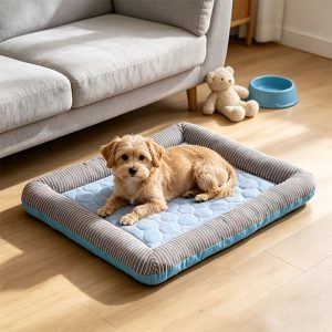 1pc Cooling Ice Pet Bed Suitable for Small Dogs & Cats - Rectangular Bed with Bone Pillows, Ice- Cooling Pad, Contemporary Cat Blanket & Bedding for Use, No Assembly Required for Puppyu002FKitten