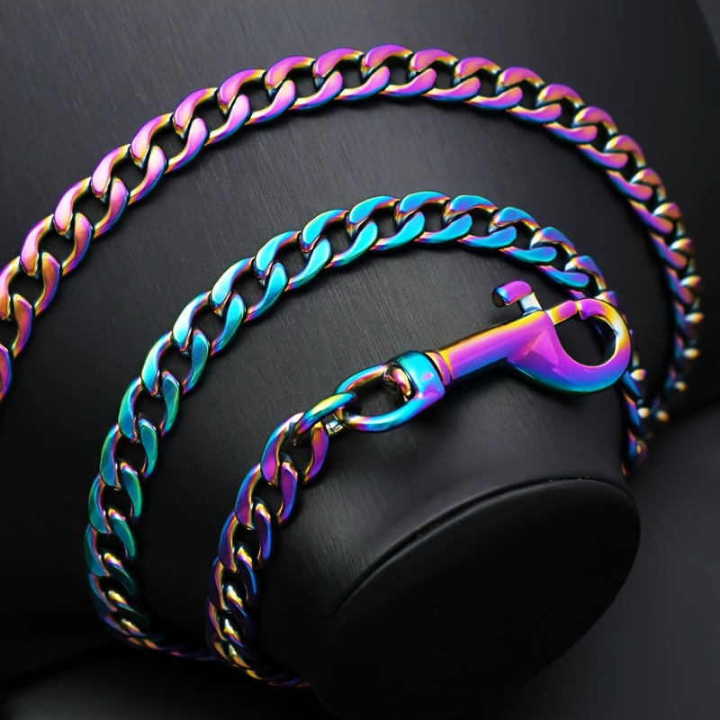 New Seven-Color Stainless Steel Traction Chain, 0.47inch Wide, with Handle, Training Leash for Pet Dogs