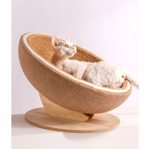 A Scratching Board Made of Hemp Rope, Combined with a Cat Bed, Featuring a Large Ball for Clawing And a Basin for Scratching